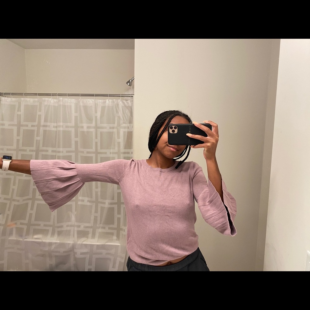 bell sleeve lilac sweater